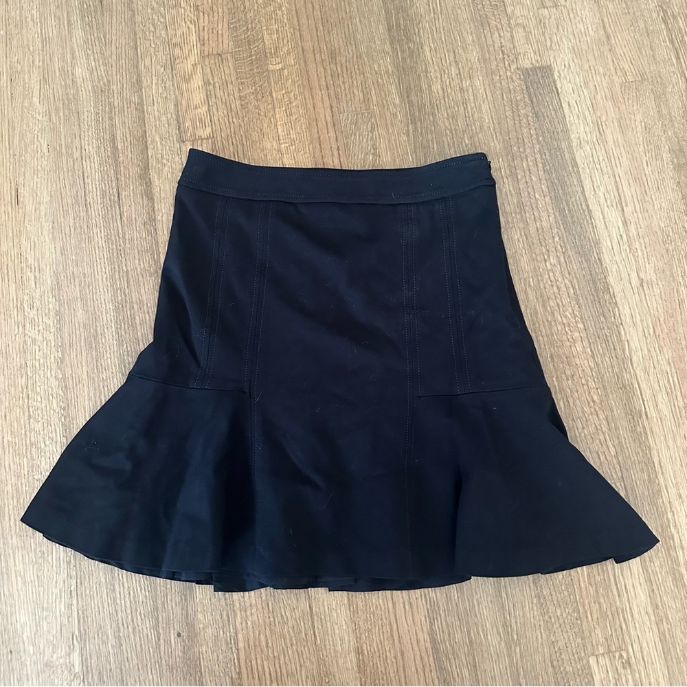 White House Black Market Fit and Flare Black Ponte Skirt